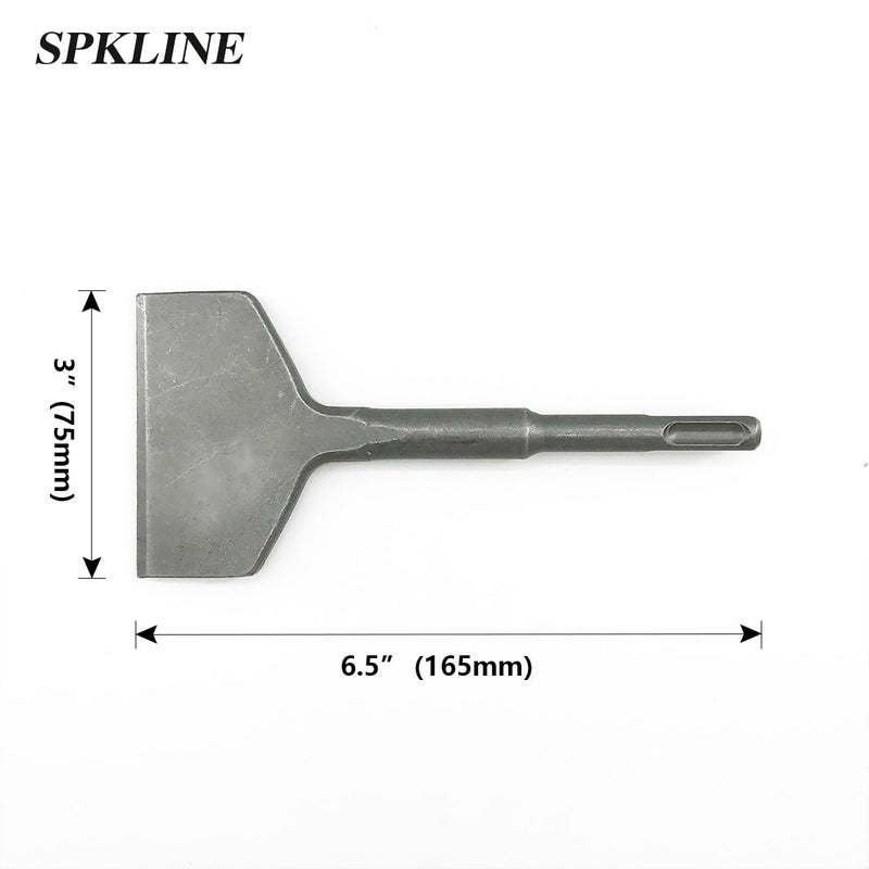 SPKLINE 3" x 6.5" Concrete Tile Thinset Scaling Chisel SDS-Plus Shank Thinset Tile Scraper Flat Wide Chisel Bit Floor Scraper Works with SDS+ Rotary Hammers and Demolition Hammers - Image 2